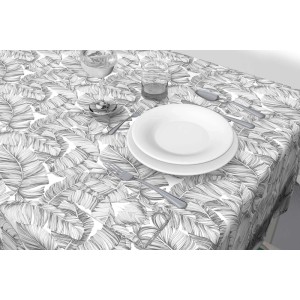 Tovagliato al metro Half Panama Resinato 140x20 m Foglia Grafite