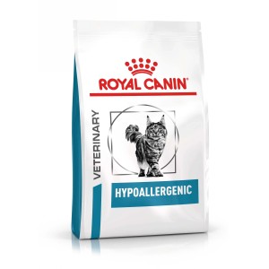 Royal Canin Veterinary Hypoallergenic cibo secco per gatti in sacco bianco.