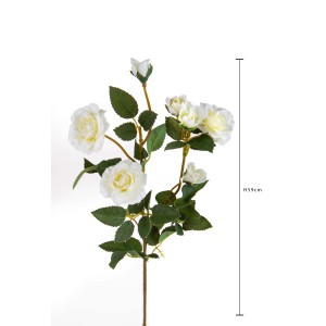 Rosa artificiale bianca decorativa (H 59cm) come pianta finta per interni.