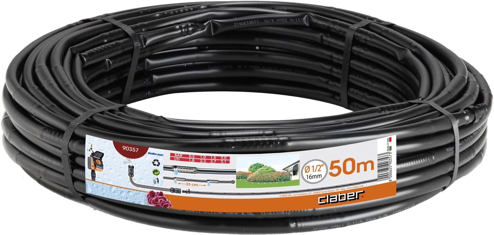 Claber Verzamelslang 50 Meter Zwart – Flexibele PE Slang Voor Druppelirrigatie In De Tuin Claber Verzamelslang 50m