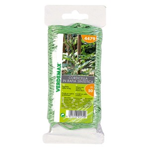 Spago da giardino verde in rafia sintetica, rotolo da 50m.