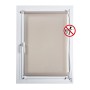 Tenda a rullo t.b.t. beige in cornice bianca, montaggio senza forare.