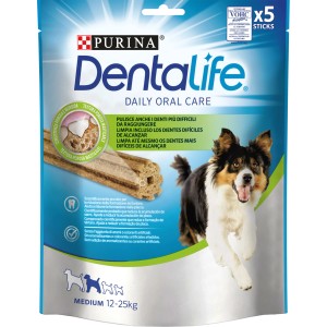 Purina Dentalife snack per cani di taglia media, per l'igiene dentale. Confezione da 5 stick.