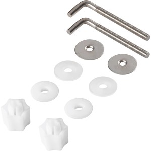Set di fissaggio per sedile WC baliv in metallo, composto da viti, dadi e rondelle.