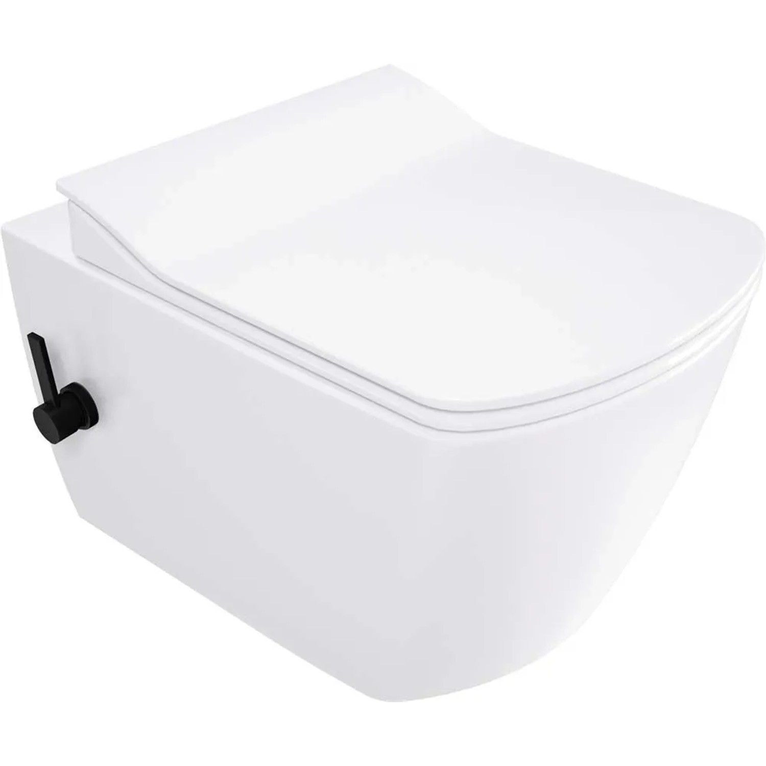 WC sospeso Song con funzione bidet e miscelatore 37,2x34,9 cm bianco nero
