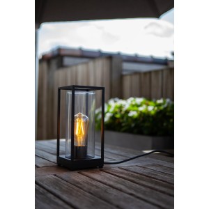 Lampada da tavolo da giardino Lutec Flair con attacco E27, design moderno per decorazioni esterne.