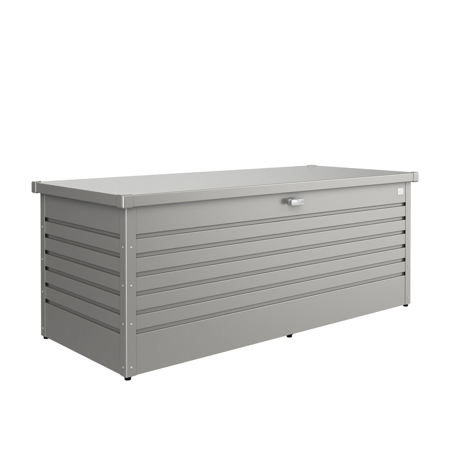 Biohort FreizeitBox 180, grigio quarzo metallizzato, baule da giardino in acciaio con maniglia.