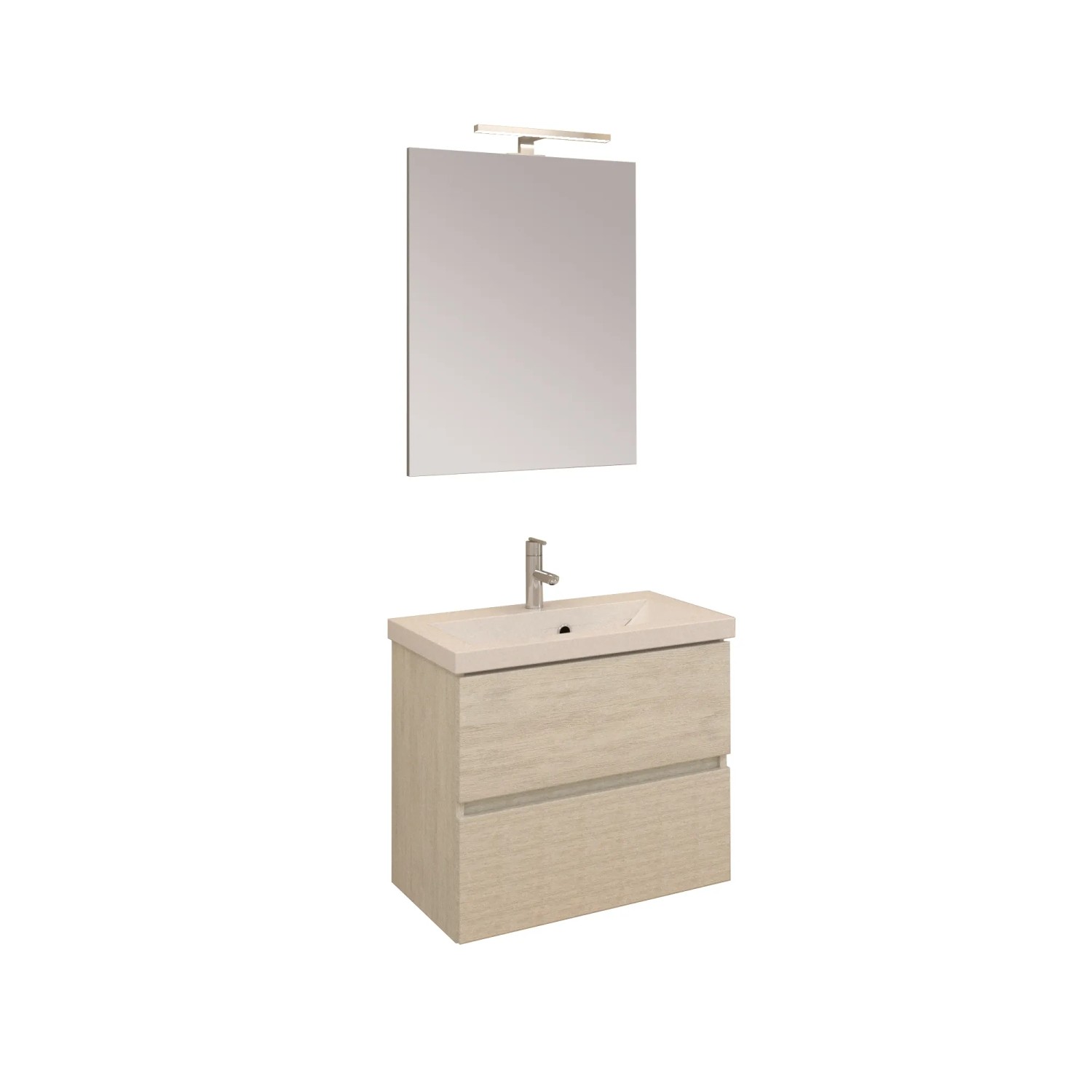 Mobile Bagno Sospeso 60 Cm Con Lavabo Integrato Verde Street Opaco E E Specchio Agave Plus