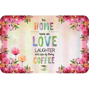 Tovaglia decorativa con motivo floreale e caffè per un'atmosfera accogliente.