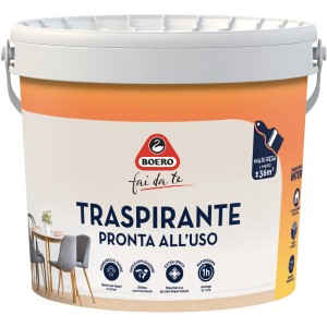 Secchio di pittura per interni bianca Boero, traspirante e pronta all'uso.