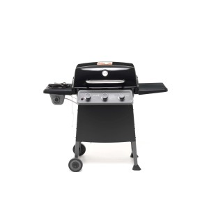 Barbecue a gas nero t.b.t. per grigliate in giardino o in terrazza.