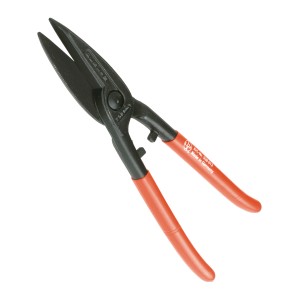 Cesoie per lamiera LUX Comfort, 250 mm, per tagli diritti. Design robusto con manici rossi.
