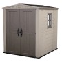 Casetta da giardino in plastica Keter 3,39 m² con doppia porta e finestra, beige/marrone.