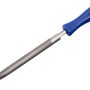 Lima per chiavi LUX, mezzotonda, 100 mm, con impugnatura comfort blu per limatura di precisione.