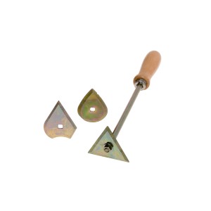 Raschietto per pittura LUX con 3 lame: forme triangolari, a goccia e a semicerchio per un uso versatile.