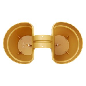 Elho Vibia Campana Flower Twin vaso da ringhiera giallo miele per ringhiere fino a 6,5 cm di larghezza.