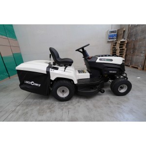 Tosaerba trattorino, trattore tagliaerba in bianco e nero. Ideale per grandi giardini.