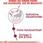 Royal Canin Medium Adult: Illustrazione di difese immunitarie, digeribilità e Omega-3 per cani di taglia media.