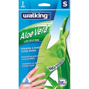 Guanti per uso domestico verdi con Aloe Vera, taglia S, per lavori domestici.