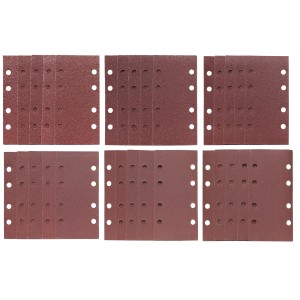 Set di fogli abrasivi LUX, 30 pezzi, per levigatrici orbitali, varie grane per legno e metallo.