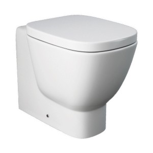 WC sospeso bianco (t.b.t.) per pulizia senza brida in un bagno moderno.