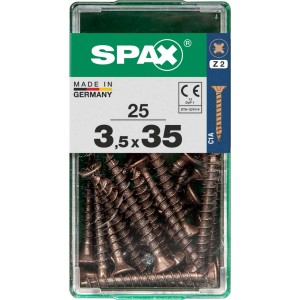 Viti per legno SPAX 3,5x35 mm, 25 pezzi in contenitore trasparente.