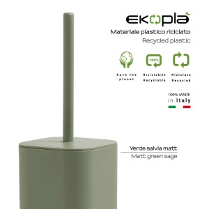 Scopino bagno Seventy Ekoplà in materiale plastico riciclato verde salvia