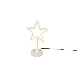 Lampada da tavolo LED Star Reality bianca, alta 29,5 cm, con motivo a stella per luce accogliente.