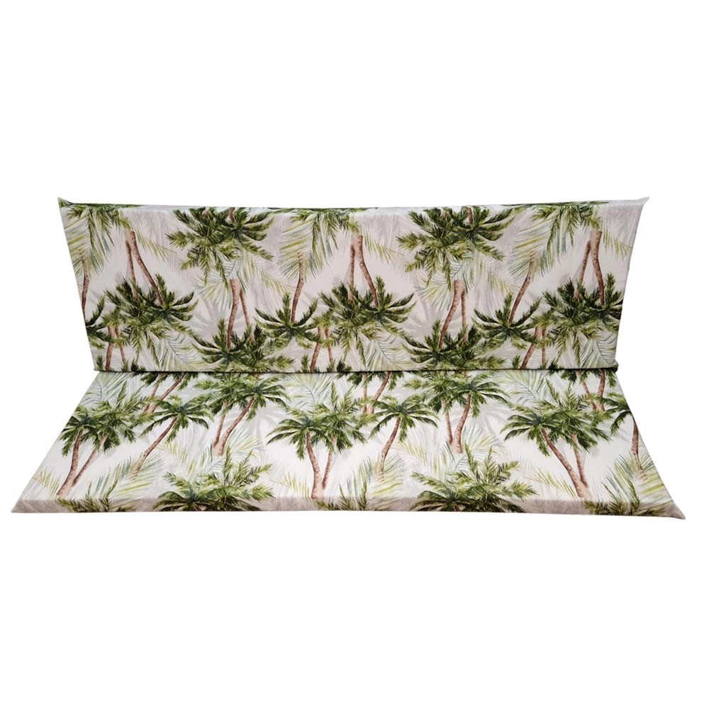 Cuscino Per Dondolo 3 Posti 150 Cm - Bianco E Verde, Cotone 100%