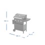 Illustrazione di un barbecue a gas con dimensioni (altezza 108cm, larghezza 108cm, profondità 53cm).