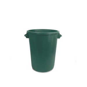 Cestino della spazzatura t.b.t. verde in plastica con maniglie.