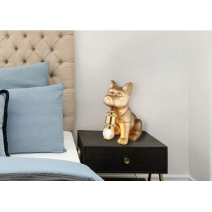 Lampada da tavolo DOGO forma di cucciolo di cane ceramica oro satinata