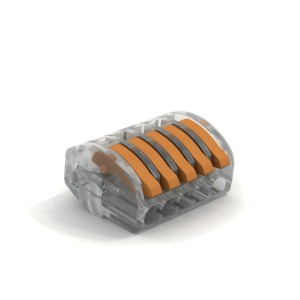 Morsetto di giunzione t.b.t. con leve arancioni.