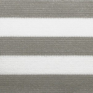 Schermo per balcone a strisce grigio-bianco, ideale come protezione per la privacy.