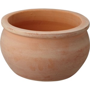 Vaso rotondo in terracotta, 28x28x18 cm, per giardino e uso esterno protetto dal gelo.