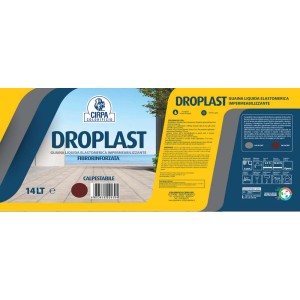 Confezione di guaina liquida impermeabilizzante Droplast, adatta per lavori di sigillatura.