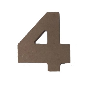 Numero decorativo '4' in legno per decorazione parete.