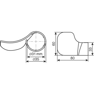Disegno tecnico di t.b.t. per accessori auto con dimensioni.
