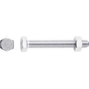 Vite per metallo LUX M6 zincata con dado, 60mm, filettatura completa, set da 8 pezzi.