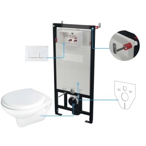 Set WC murale 6 in 1 senza brida bianco