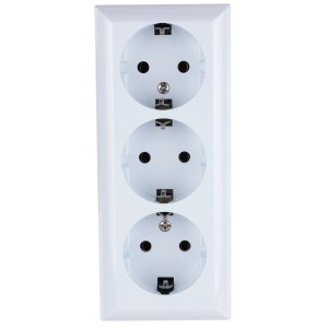 REV Ritter Presa a spina tripla da parete PlanoLuxe, tripla presa bianca per montaggio a parete.