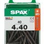 Viti SPAX 4x40 mm in contenitore di plastica trasparente. Elementi di fissaggio universali.