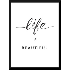 Cornice nera con la scritta "Life is beautiful" come Quadri.