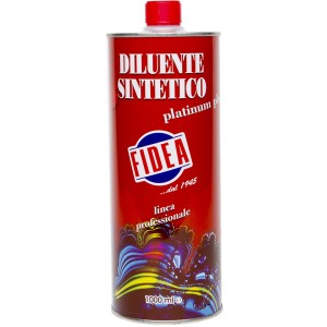 Barattolo di diluente sintetico Fidea, rosso con scritte bianche. Adatto per pulire e sgrassare.