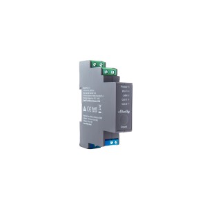 Shelly Pro 2 modulo relè, 2 canali, 25A, grigio, per domotica. Montaggio su guida DIN.