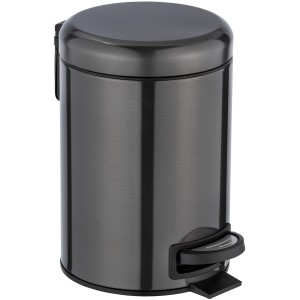 Wenko Leman Pattumiera a pedale per cosmetici, 3 l, nero metallizzato, acciaio inox.