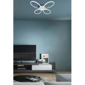Plafoniera LED moderna t.b.t. a forma di farfalla, lampada da soffitto bianca.