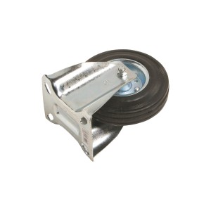 Rotella fissa con ruota in gomma, Ø 125mm, cerchio in acciaio, portata 100kg per ruote e rotelle.