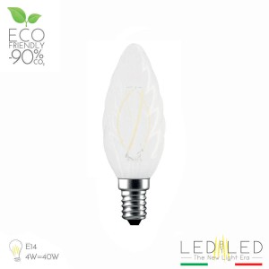Lampadina LED E14 con forma decorativa. Lampadina LED a risparmio energetico per luce d'atmosfera.