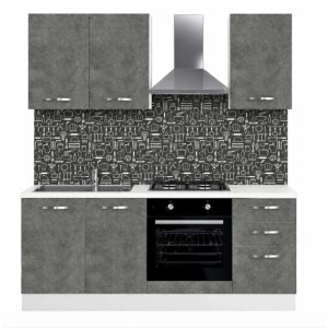 Cucina completa Taurus 195 cm sx cemento